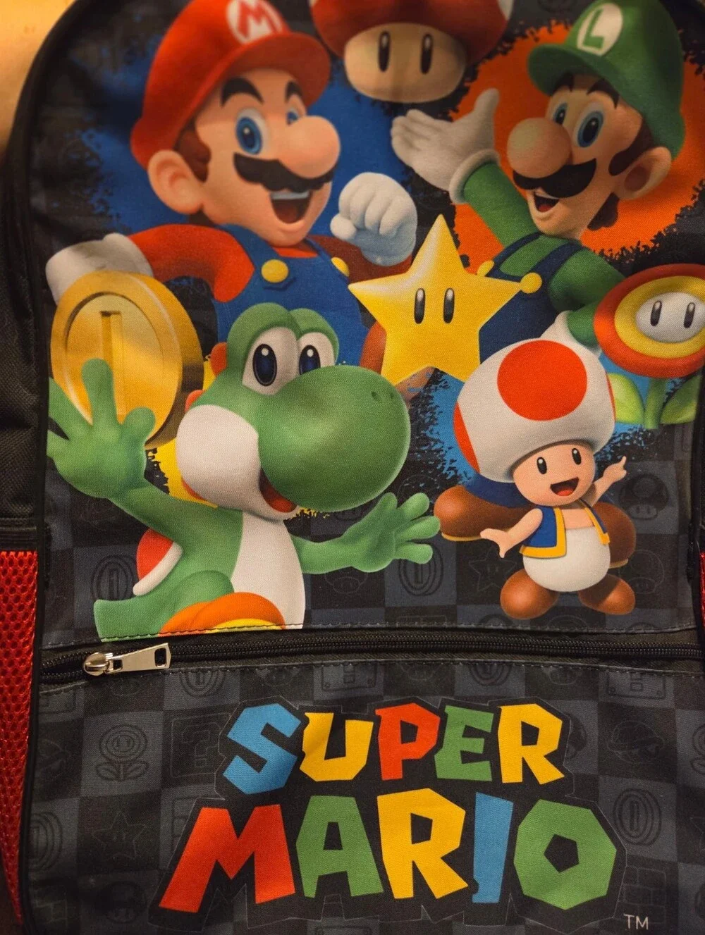 New Nintendo Super Mario Kids Standard School Sized Backpack - Black & Red NWT